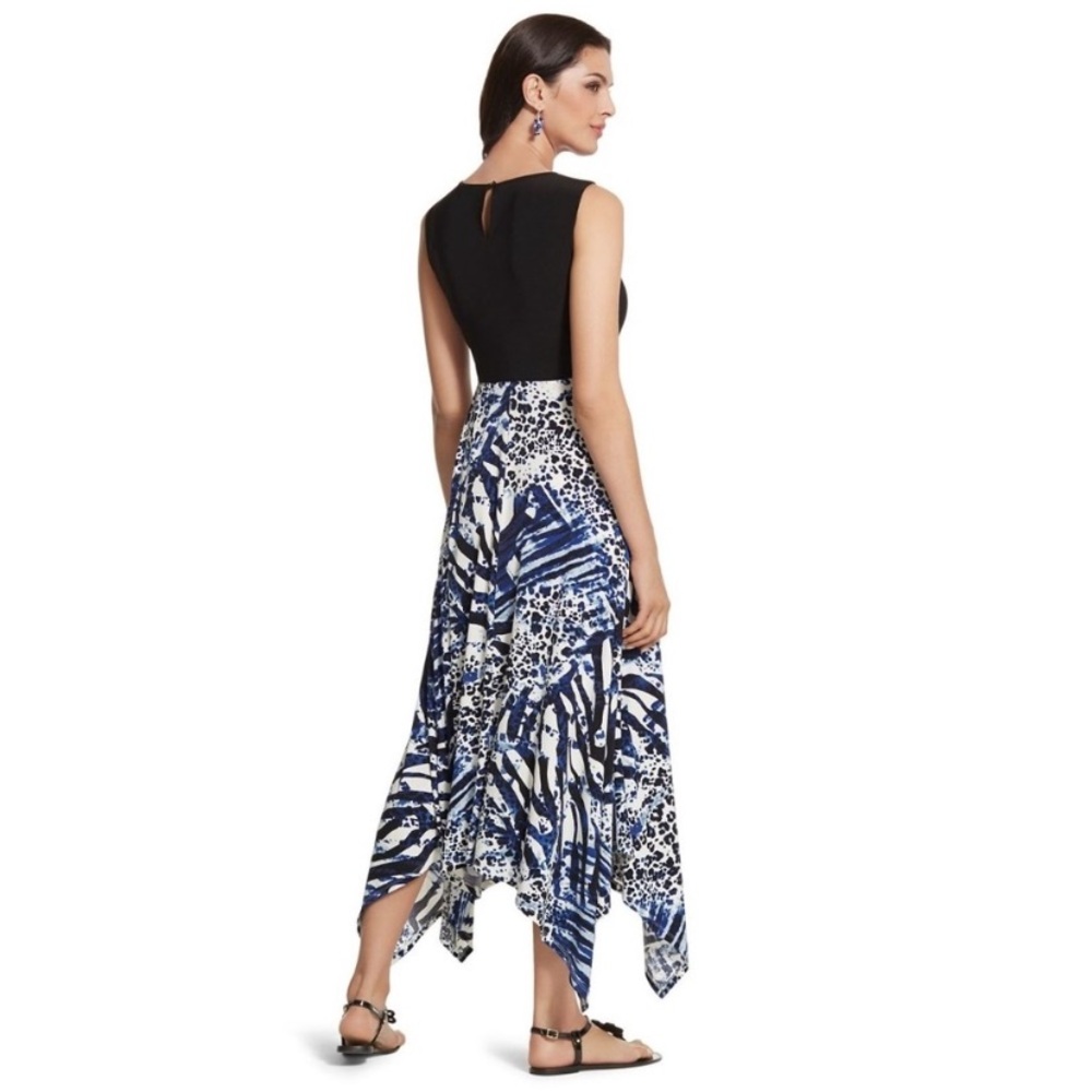 $129 Chicos animal print midi dress 0=small 4/6 - Picture 2 of 7